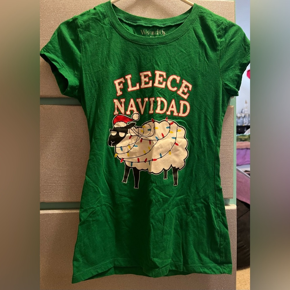 Green Christmas shirt with a sheep